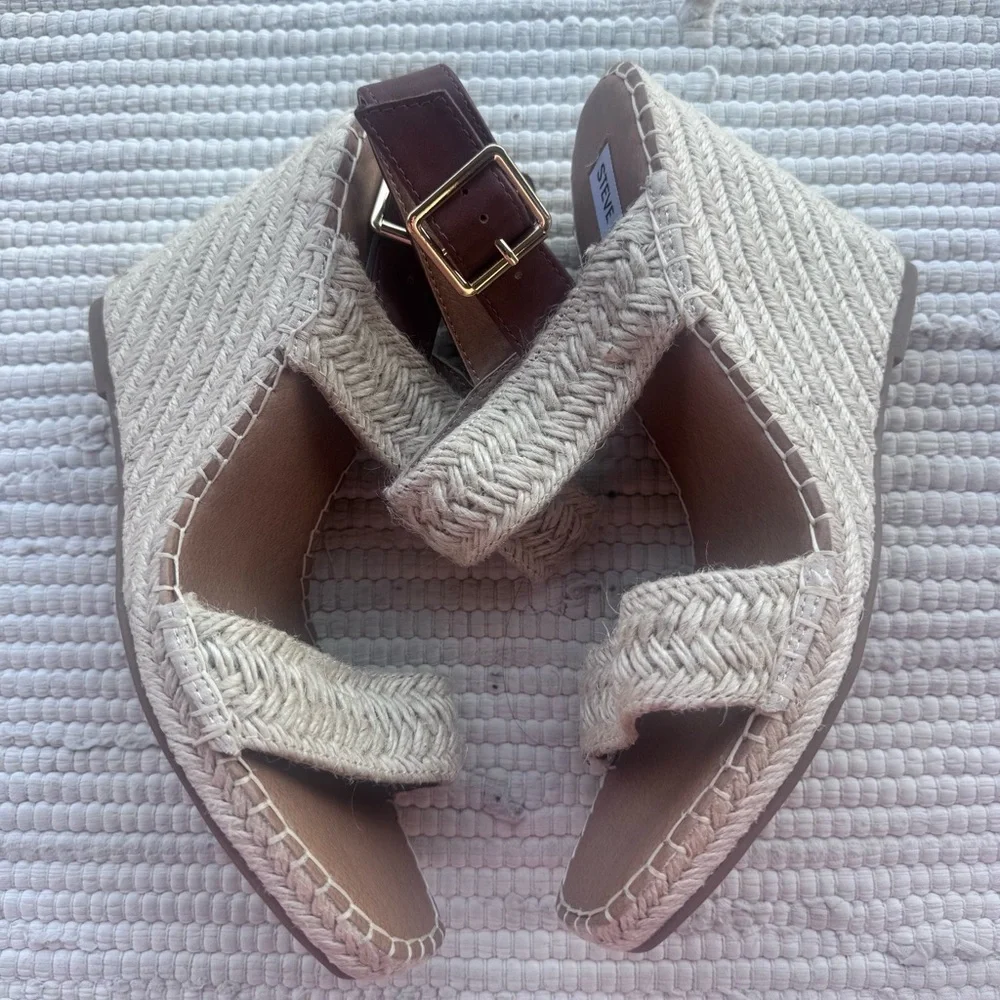 Steve Madden Natural Beige Size 10 Espadrille Wedge Sandals